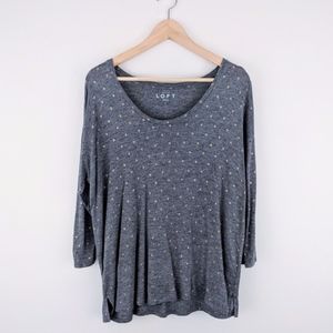 Loft Copper and Grey Polka Dot 3/4 Sleeve Tee (XL)